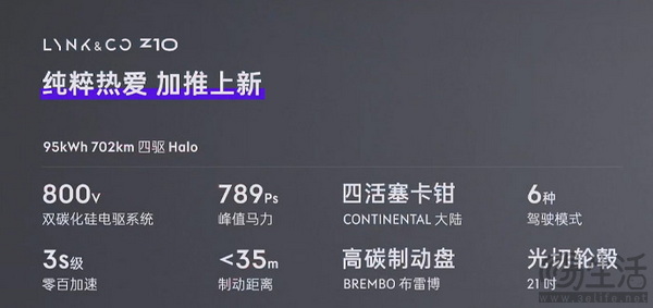 领克Z10新增95kWh 702km四驱Halo版车型