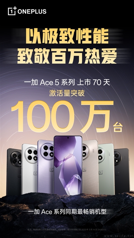 一加Ace5系列市场表现不俗，激活量已超百万