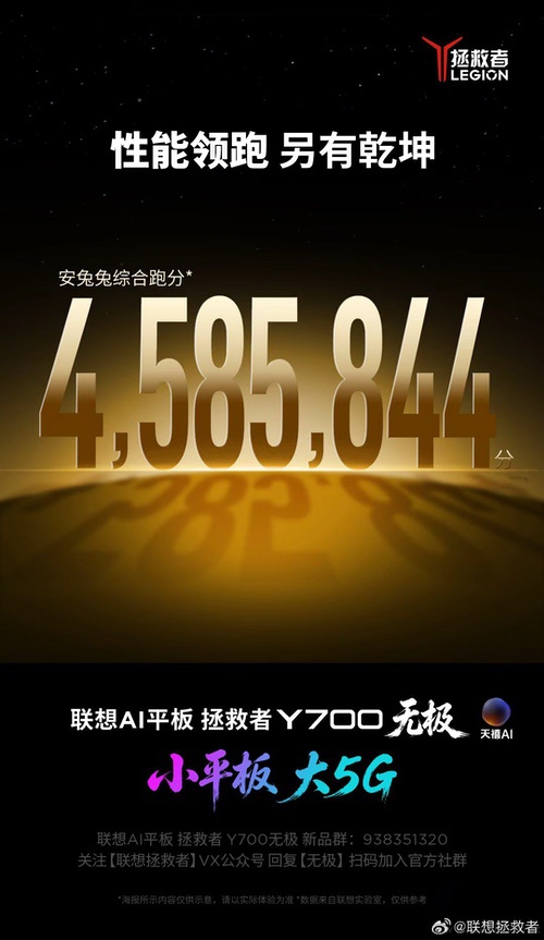 拯救者Y700无极将本月底发布,跑分成绩揭晓 拯救者Y700无极将本月底发布,跑分成绩揭晓