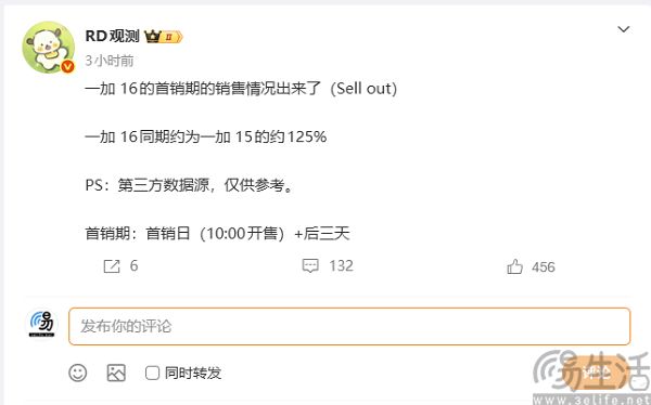 一加16第三方首销数据曝光，约为前代同期的125%