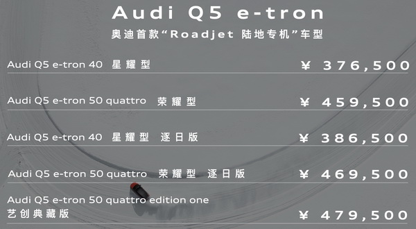 37.65-47.95万元 奥迪发布Q5 e-tron正式售价