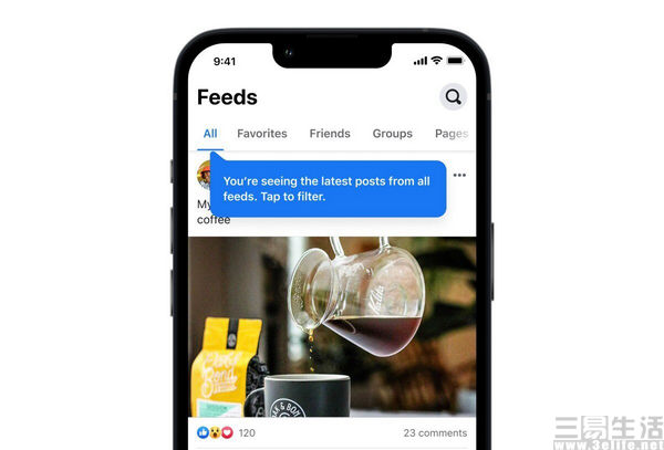 Facebook加入Feeds选项卡,按时间展示相关动态—互联网—三易生活—E生活·E科技