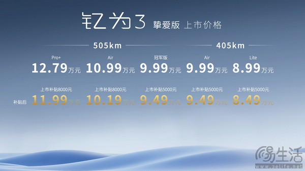江淮钇为3挚爱版昨日正式上市 售价6.99万元起