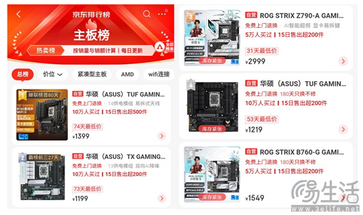 618华硕主板势不可挡 包揽京东热卖榜TOP5