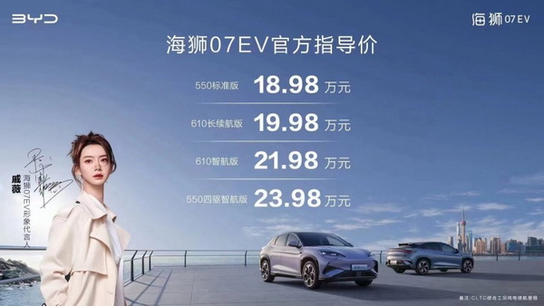18.98万元起，比亚迪海狮07EV四款车该怎么选