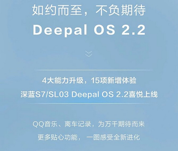 深蓝S7和SL03即将进行OTA升级 版本至OS 2.2 