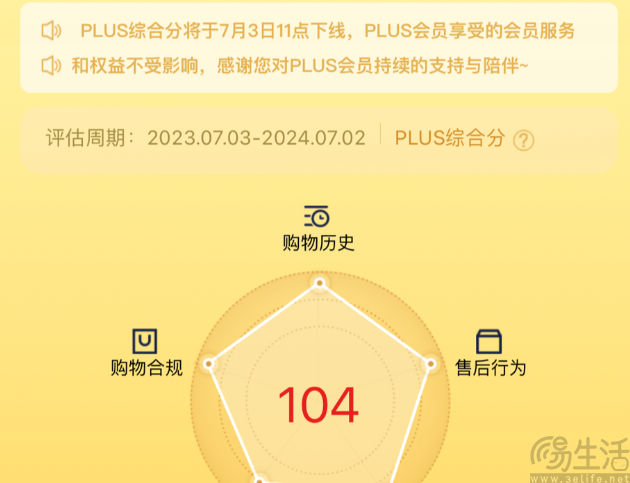 京东PLUS综合分将下线，会员服务和权益不受影响