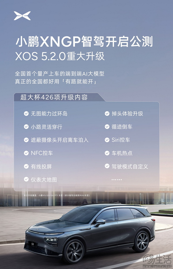 小鹏XNGP智驾XOS 5.2.0公测版本已正式推送