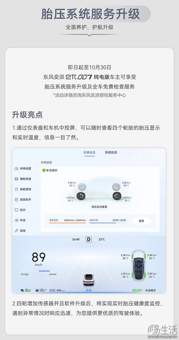 东风奕派eπ007开始推送eπOS1.2.0版系统