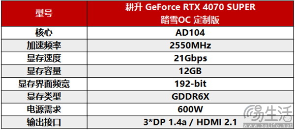 耕升 GeForce RTX 4070 SUPER 踏雪OC 定制版来袭