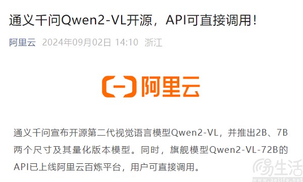 通义千问宣布Qwen2-VL开源，API可直接调用