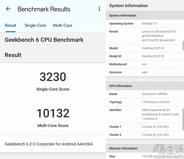 疑似一加13的GeekBench跑分现身，性能表现不俗