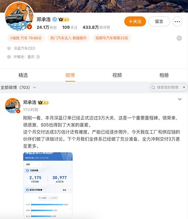 售价11.99万元起 深蓝S05订单目前已破3万大关