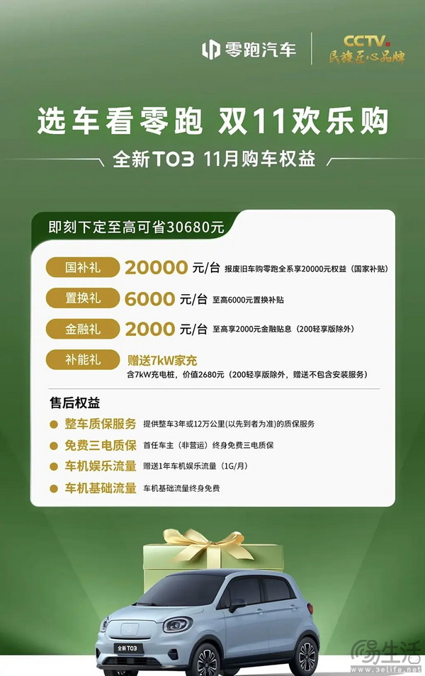 零跑11月购车权益汇总 11月内至高可省43630元