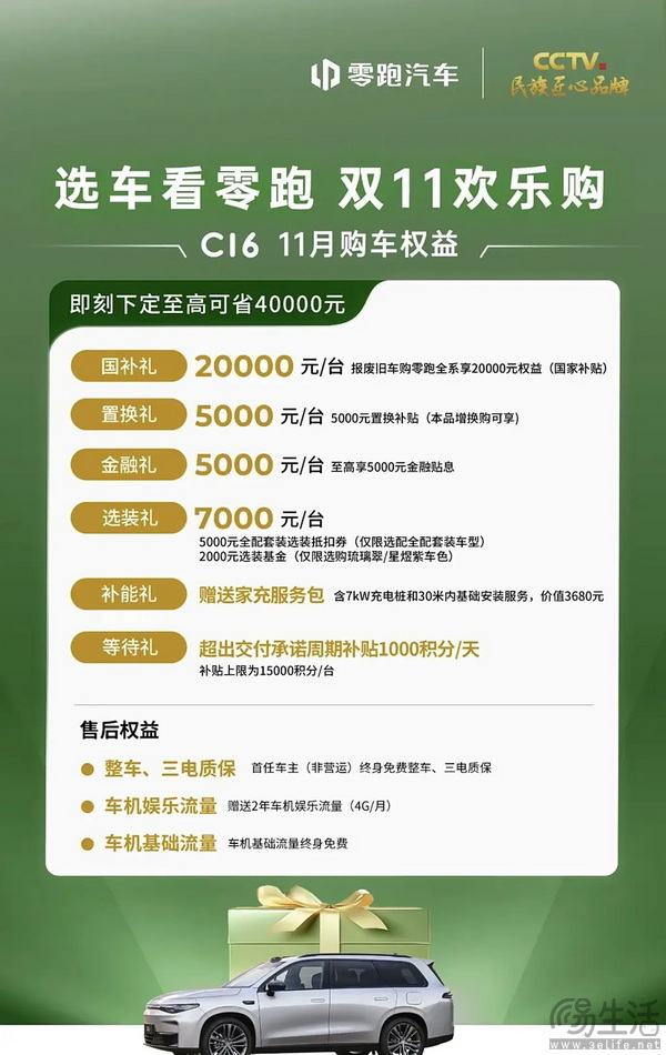 零跑11月购车权益汇总 11月内至高可省43630元