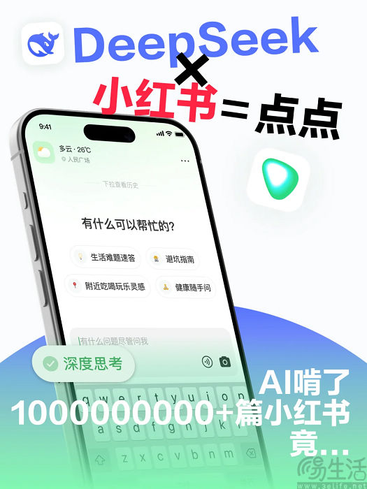小红书AI搜索产品接入DeepSeek，上线深度思考模式
