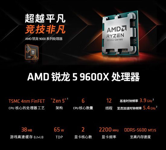 小长假回归攒机必备！AMD锐龙5 9600X好价推荐