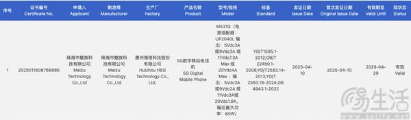 魅族Note16系列通过认证，或支持80W有线快充