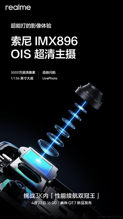 真我GT7影像配置揭晓，搭载IMX896主摄CMOS