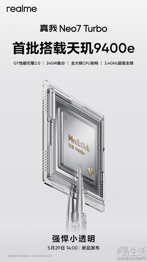 真我Neo7 Turbo官宣，将首批搭载天玑9400e