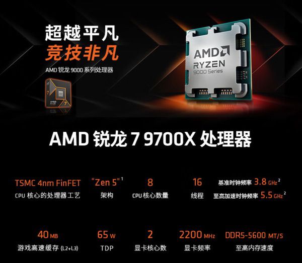 好价当然提前购！AMD锐龙7 9700X处理器实力推荐