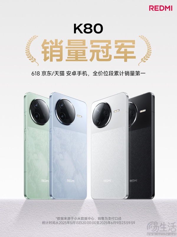 REDMI手机618销量名列前茅，三款机型登顶