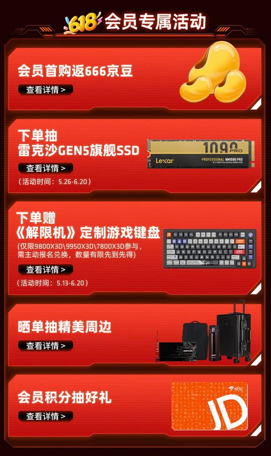 超多福利等你来！AMD京东自营旗舰店会员日大促ing