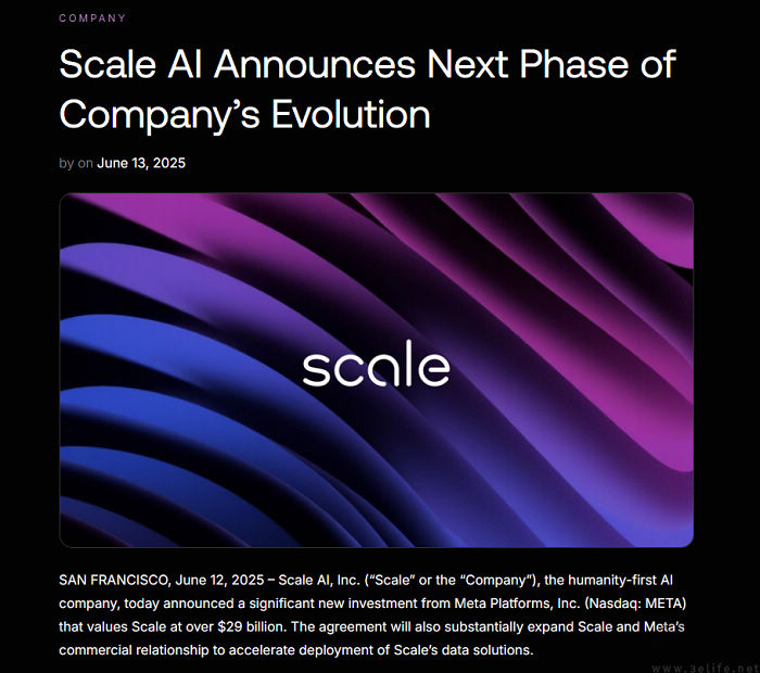 Meta正式投资Scale AI，并或积极招募AI顶尖人才