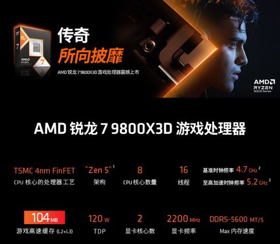 攒机季首选游戏神U AMD锐龙7 9800X3D好价推荐