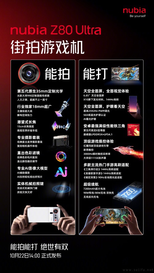 努比亚Z80 Ultra大量详情揭晓，定位街拍游戏机