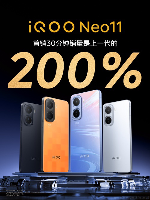 iQOO Neo11首销成绩揭晓,半小时达上代200% iQOO Neo11首销成绩揭晓,半小时达上代200%