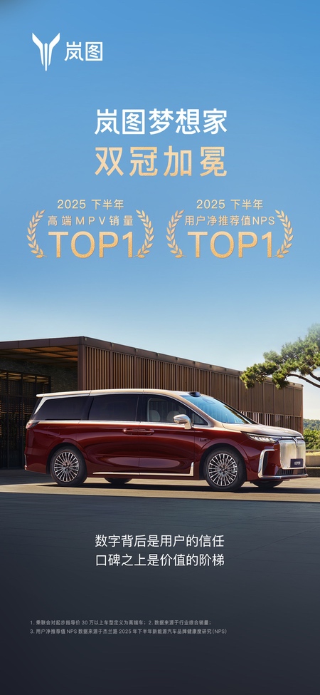 高端MPV“觉醒时刻”：岚图梦想家2025年销量达80248台