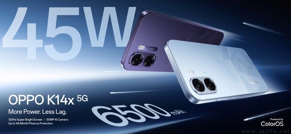 OPPO K14x海外市场亮相，延续入门级定位