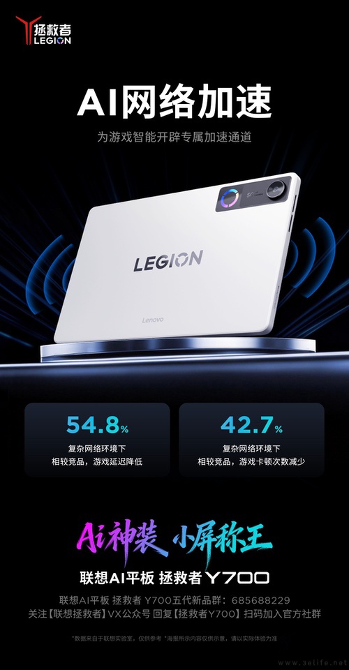 联想新款拯救者Y700继续预热，支持AI网络加速
