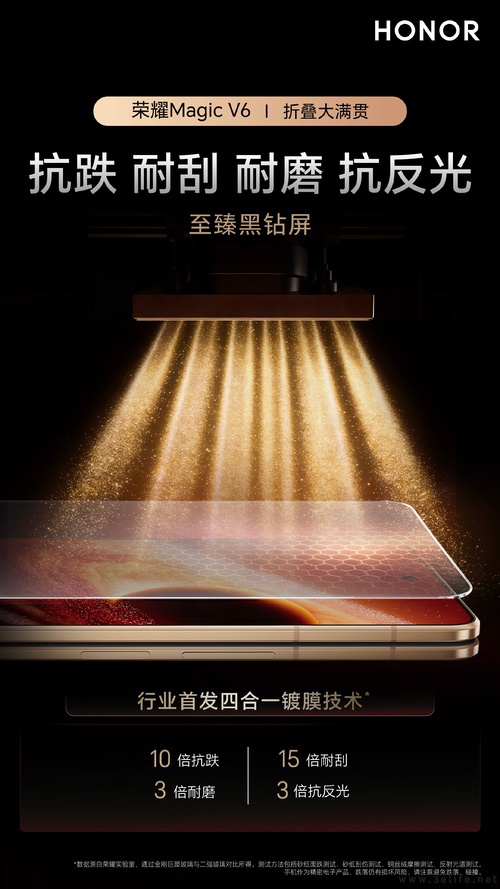 荣耀Magic V6屏幕详情揭晓，将配备至臻黑钻屏