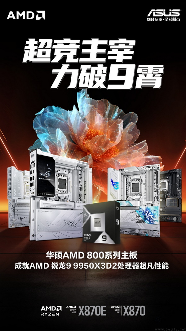 双A加持 华硕X870E/X870主板轻松驾驭9950X3D2