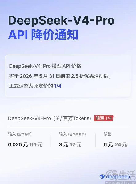 DeepSeek-V4-Pro API永久降价,降至原价1/4 DeepSeek-V4-Pro API永久降价,降至原价1/4