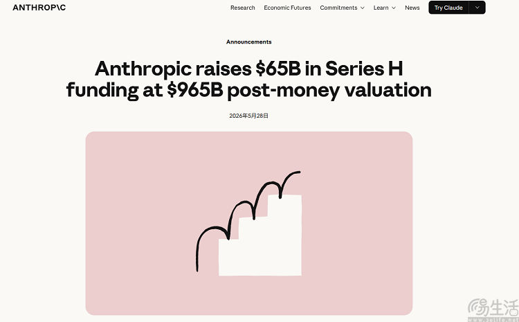 Anthropic融资650亿美元，估值超越OpenAI