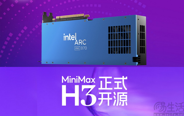 英特尔锐炫Pro B70极速适配MiniMax H3 