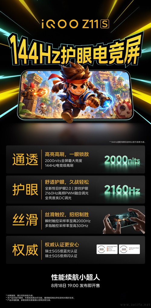 iQOO Z11S屏幕配置揭晓，全屏亮度2000nits
