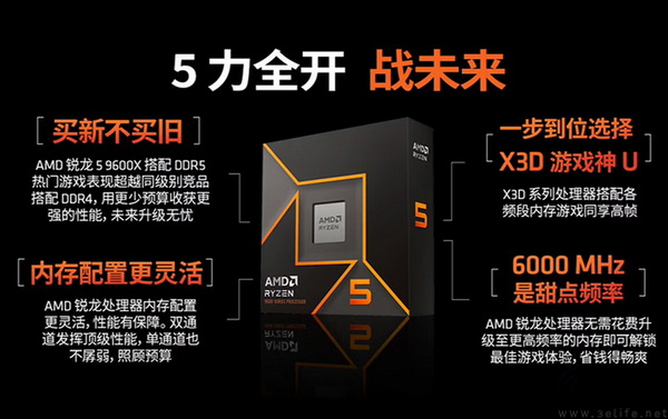 网游高帧方案：锐龙5 9600X处理器+单通道D5内存