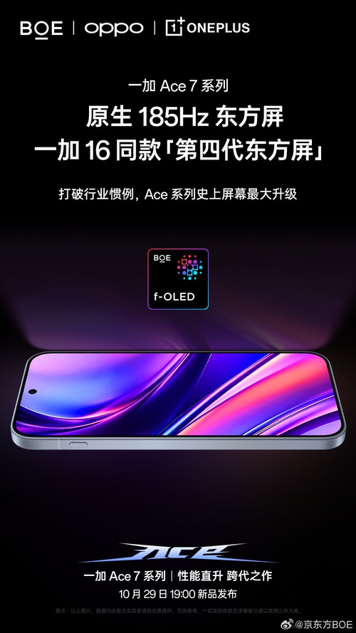 一加Ace 7系列继续预热,搭载一加16同款屏幕 一加Ace 7系列继续预热,搭载一加16同款屏幕